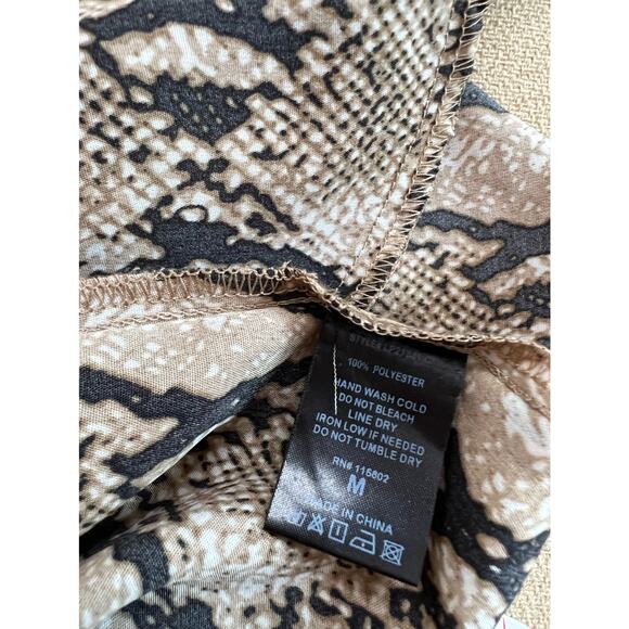 vestique women python wide shorts plaid cream brown sz medium button front - Picture 11 of 11